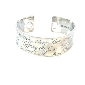 Tiffany & Co Cuff Bangle Size M 7.5" Sterling Silver Estate TIF930